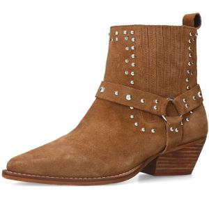 Sacha - Cowboylaarzen - Bruin - Suède - Cognac met Biker Details