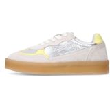 Sacha - Dames - Zilveren Sneakers - Suède - Gele Details
