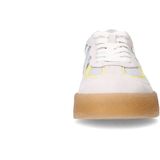 Sacha - Dames - Zilveren Sneakers - Suède - Gele Details