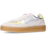 Sacha - Dames - Zilveren Sneakers - Suède - Gele Details