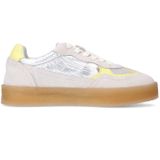 Sacha - Dames - Zilveren Sneakers - Suède - Gele Details