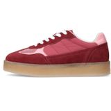 Sacha - Dames - Burgundy Sneakers - Suède - Roze Details - Plateau Zool