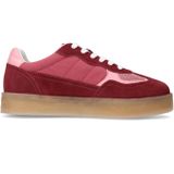 Sacha - Dames - Burgundy Sneakers - Suède - Roze Details - Plateau Zool