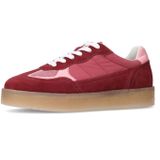 Sacha - Dames - Burgundy Sneakers - Suède - Roze Details - Plateau Zool