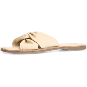 Sacha - Offwhite Leren Sandalen - Brede Band met Knoopdetail