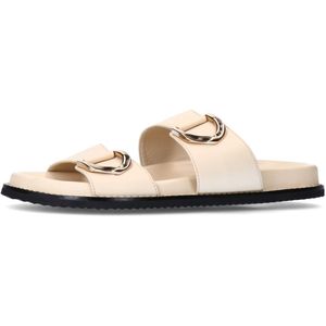 Sacha - Leren Sandalen - Beige - Leer - Verstelbare Bandjes - Gouden Gespdetails