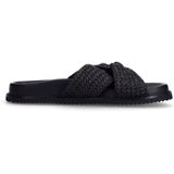 Sacha - Slippers - Zwart - Textiel - Platte Zool