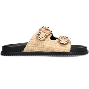 Sacha - Slippers - Beige - Raffia - Platte Zool