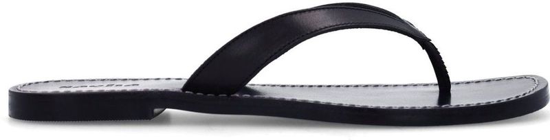 Sacha - Leren Teenslippers - Zwart - Leer