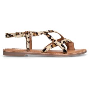 Sacha - Leopard Sandalen - Gekruiste Bandjes - Leer - Platte Hak