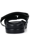 Sacha - Dames - Zwarte Leren Slippers - Klittenbandsluiting - Plateauzool 3 cm