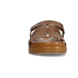 Sacha - Bruine Slippers - Leer - Klittenbandsluiting