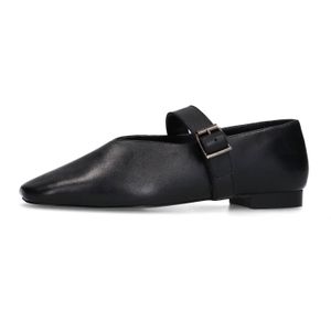 Sacha - Ballerina's - Zwart - Leer - Slip-on Model - Gesp Sluiting