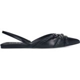 Sacha - Dames - Zwarte Slingbacks - Leer - Zilverkleurige Gespen