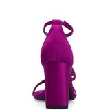 Sacha - Dames - Paarse Sandalen met Hak - Satin-Look - Leer