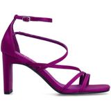 Sacha - Dames - Paarse Sandalen met Hak - Satin-Look - Leer