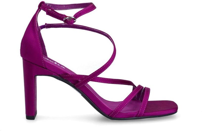 Sacha - Dames - Paarse Sandalen met Hak - Satin-Look - Leer