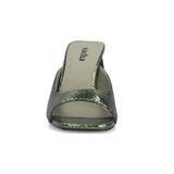 Sacha - Groene Metallic Muiltjes met Hak - Leer - Brede Trechter Hak