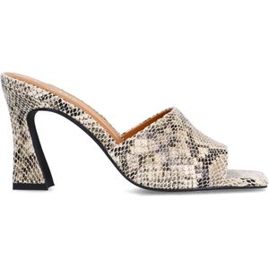 Sacha - Snake Muiltjes - Zwart - Leer - Trechterhak 8 cm