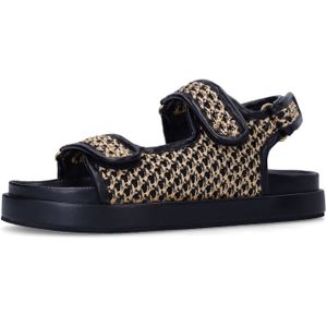 Sacha - Sandalen - Beige/Zwart - Imitatieleer - Platte Zool