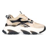Sacha - Chunky Sneakers - Beige - Textiel en Imitatieleer