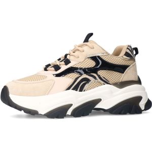 Sacha - Chunky Sneakers - Beige - Textiel en Imitatieleer