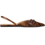 Sacha - Dames - Bruine Snake Slingbacks - Leer - Strikje