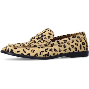 Sacha - Loafers - Cognac - Leer - Luipaardprint - Platte Zool