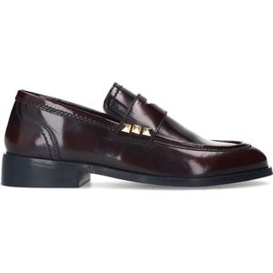 Sacha - Loafers - Rood - Leer - Bordeauxrode Loafer met Studs