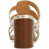 Sacha - Gouden Metallic Muiltjes met Hak - Leer - Trechter Hak