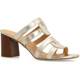 Sacha - Gouden Metallic Muiltjes met Hak - Leer - Trechter Hak