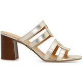 Sacha - Gouden Metallic Muiltjes met Hak - Leer - Trechter Hak