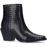 Sacha - Cowboy Enkellaarsjes - Zwart - Leer - Zilveren Studs