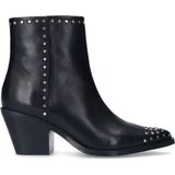 Sacha - Cowboy Enkellaarsjes - Zwart - Leer - Zilveren Studs