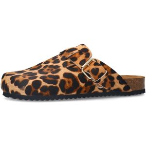 Sacha - Clogs - Luipaardprint - Cognac - Leer