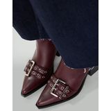 Sacha - Dames - Bordeaux leren buckle enkellaarsjes met hak