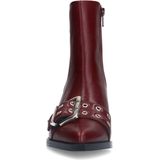 Sacha - Dames - Bordeaux leren buckle enkellaarsjes met hak