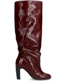 Sacha - Bordeaux Rode Leren Laarzen met Hak - Dames - 9 cm Hakhoogte
