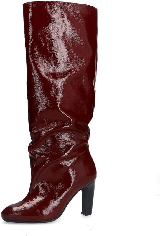 Sacha - Bordeaux Rode Leren Laarzen met Hak - Dames - 9 cm Hakhoogte