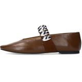 Sacha - Ballerina - Bruin - Leer - Elastische Band - Zilveren Noppen
