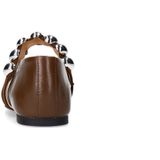 Sacha - Ballerina - Bruin - Leer - Elastische Band - Zilveren Noppen