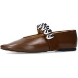 Sacha - Ballerina - Bruin - Leer - Elastische Band - Zilveren Noppen