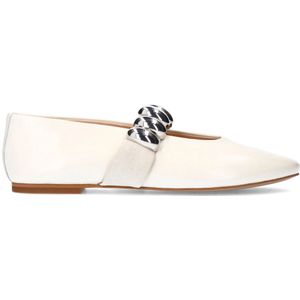 Sacha - Ballerina's - Off White - Leer - Zilverkleurige Studs