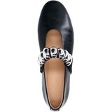 Sacha - Dames - Zwarte Leren Ballerina's - Zilverkleurige Studs