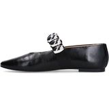 Sacha - Dames - Zwarte Leren Ballerina's - Zilverkleurige Studs