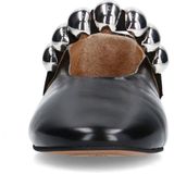 Sacha - Dames - Zwarte Leren Ballerina's - Zilverkleurige Studs