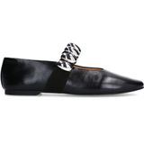 Sacha - Dames - Zwarte Leren Ballerina's - Zilverkleurige Studs