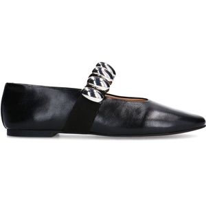 Sacha - Dames - Zwarte Leren Ballerina's - Zilverkleurige Studs