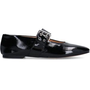 Sacha - Zwarte Lak Ballerina's - Leer - Verstelbare Buckle