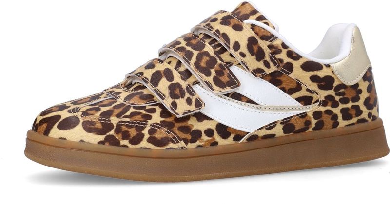 Sacha - Sneakers - Bruin - Synthetisch - Klittenbandsluiting - Luipaardprint